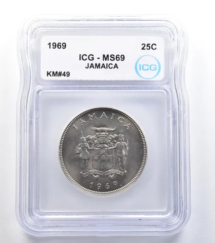 1969 Jamaica 25 Cents KM#49 MS69 ICG *7973
