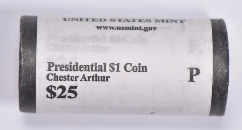 2012-P Chester Arthur Presidential $1 Coin Roll $25 Unc US Mint BU