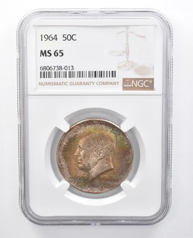 1964 Kennedy Half Dollar MS65 NGC Rainbow Tone *7674