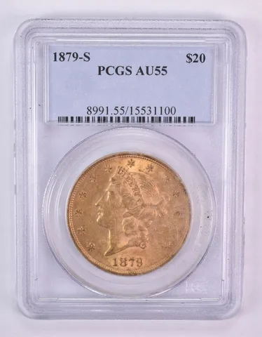 1879-S $20 Liberty Head Gold Double Eagle AU55 PCGS *1013