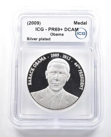 (2009) Medal Obama Silver Plated PR69+ DCAM ICG *4879