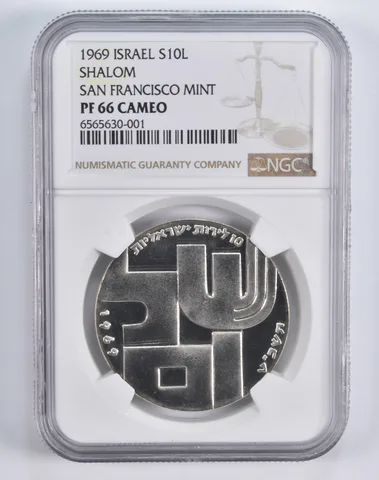 1969 Israel S10L Shalom San Fran Mint 10 Lirot PF66 CAM NGC