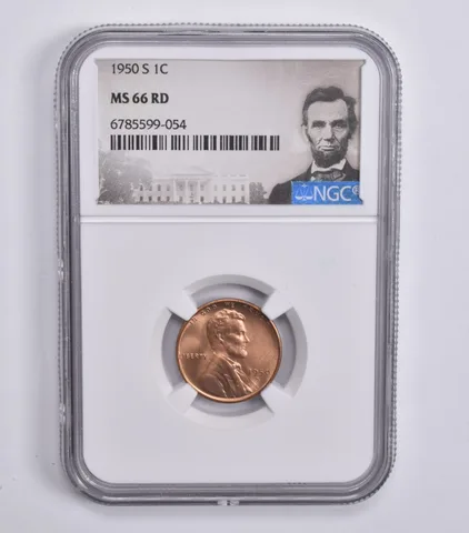 1950-S Lincoln Wheat Cent MS66 RD NGC Special Lbl