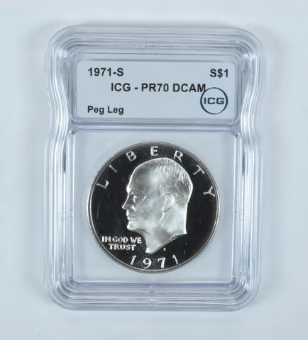 1971-S Eisenhower $1 Peg Leg PR70 DCAM ICG