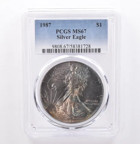 1987 American Silver Eagle MS67 PCGS Beautiful Tone *9286