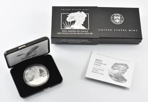 2025-W American Silver Eagle PROOF 1 Oz Silver - Coin & Box & COA
