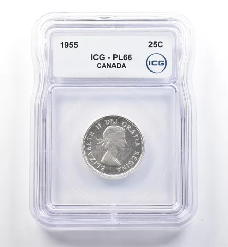 1955 Canada 25 Cents PL66 ICG *0251