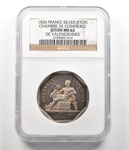 1836 France Silver Jeton Chambre De Commerce De Valenciennes MS62 NGC *4951