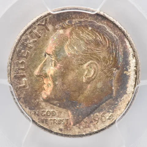 1964 Roosevelt Dime AU58 PCGS Beautiful Tone *0805