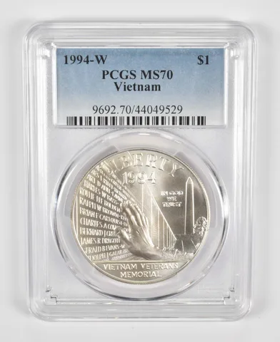 1994-W Vietnam Commemorative Silver Dollar MS70 PCGS Blue Label
