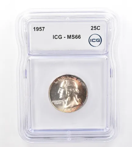 1957 Washington Quarter MS66 ICG Beautiful Tone a7333