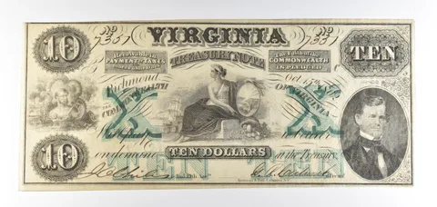 1862 $10 Richmond VA Treasury Note Obsolete Note *8766