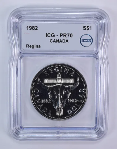 1982 Canada 1 Dollar Silver Regina Centennial PR70 ICG