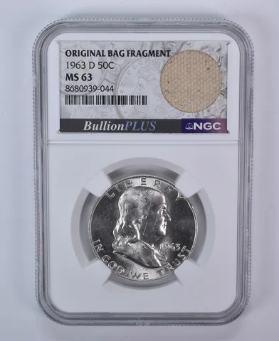 1963-D Franklin Half Dollar Original Bag Fragment MS63 NGC