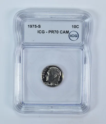 1975-S Roosevelt Dime PR70 CAM ICG