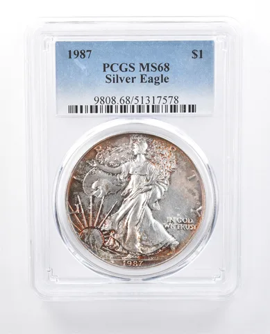 1987 American Silver Eagle MS68 PCGS Peripheral Tone *8191