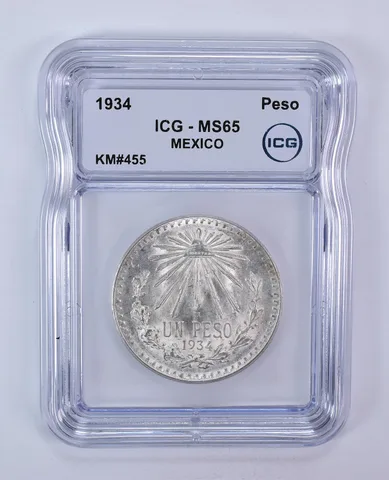 1934 Mexico Peso KM#455 MS65 ICG