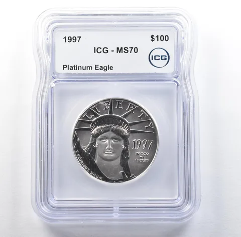 1997 $100 American Platinum Eagle 1 Oz Platinum MS70 ICG