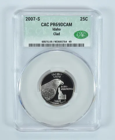 2007-S Washington State Quarter Idaho CLAD PR69 DCAM CAC CACg