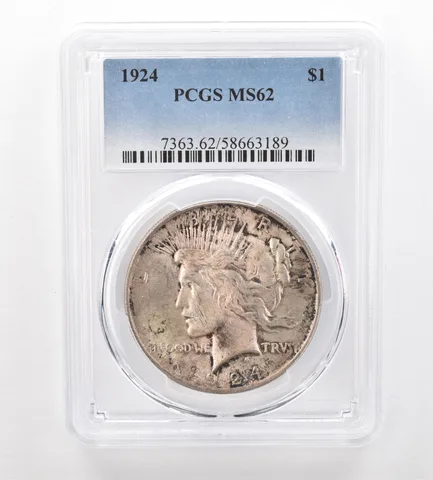 1924 Peace Silver Dollar MS62 PCGS Beautiful Tone *7449