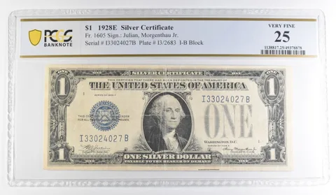1928 E $1 Silver Certificate Fr#1605 Very Fine 25 PCGS *2723
