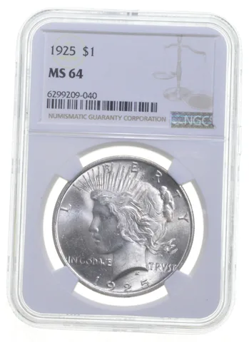 1925 Peace Silver Dollar MS64 NGC Brown Label