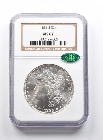 MS67 1881-S Morgan Silver Dollar CAC NGC a1223