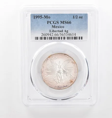 1995 Mo Mexico 1/2 Onza Silver Libertad MS66 PCGS Beautiful Tone *2134