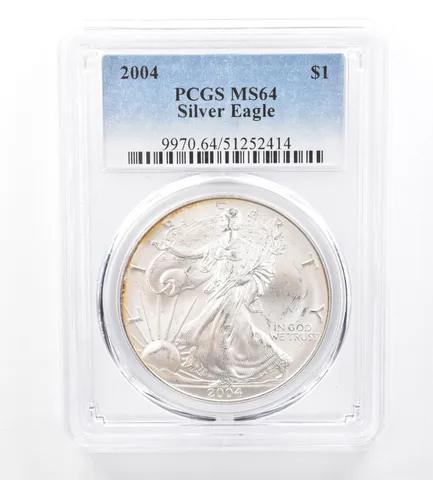2004 American Silver Eagle MS64 PCGS Beautiful Tone a1766