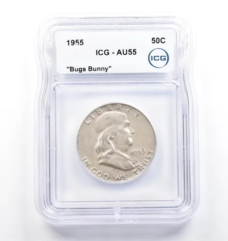 1955 Franklin Half Dollar Bugs Bunny AU55 ICG *9837