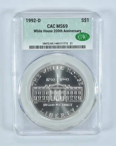 1992-D White House Commemorative Silver Dollar MS69 CAC CACg