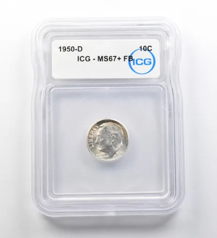 1950-D Roosevelt Dime MS67+ FB ICG *8222