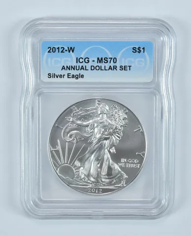2012-W Burnished Silver Eagle Annual Dollar Set MS70 ICG