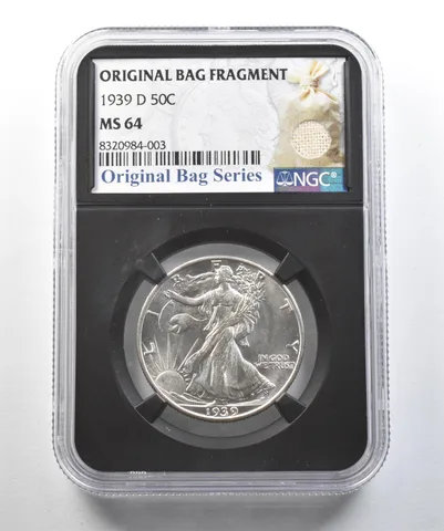 1939-D Walking Liberty Half Dollar Original Bag Fragment MS64 NGC *2030