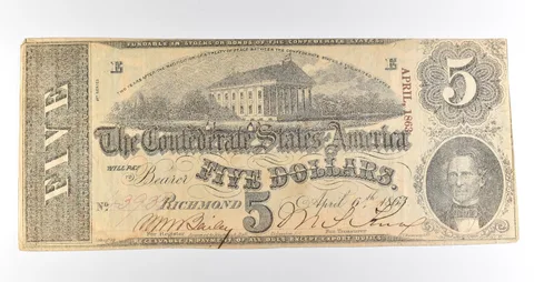 1863 $5 Richmond VA Confederate States Of America Obsolete Note *3886