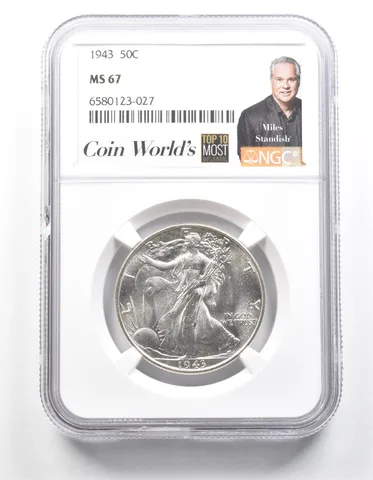1943 Walking Liberty Half Dollar Miles Standish MS67 NGC a1374