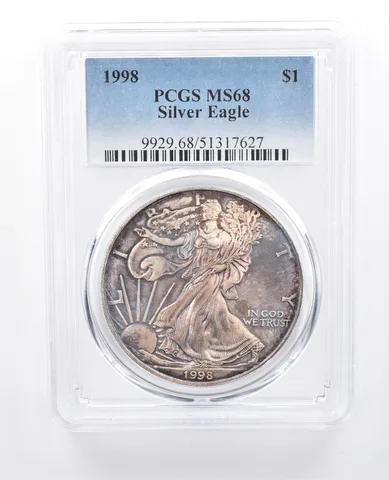 1998 American Silver Eagle MS68 PCGS Beautiful Tone *8151