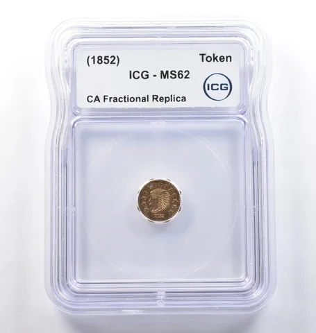 (1852) CA Fractional Gold Style Token Indian Head 1/2 Dollar MS62 ICG *3824