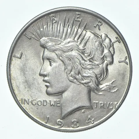 (1) XF 1934-D Peace Silver Dollar 90% - Extra Fine - Denver Mint