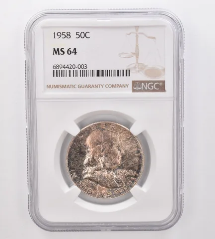 1958 Franklin Half Dollar MS64 NGC Beautiful Tone *9899