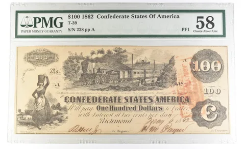 1862 $100 Confederate States Of America T-39 Choice About Unc 58 PMG PF1 *5476