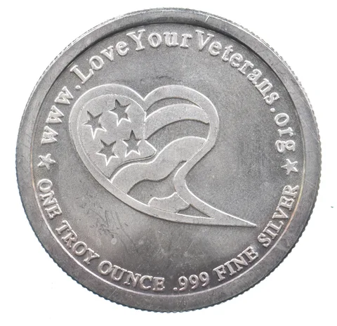 VINTAGE Art Bar/Round Love Your Veterans Silver 1 T Oz. *263