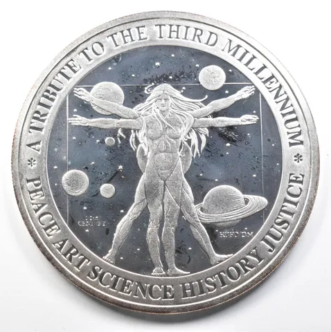 2000 Tribute To The Third Millennium 1/2 Troy Pound Silver Art Round *2580