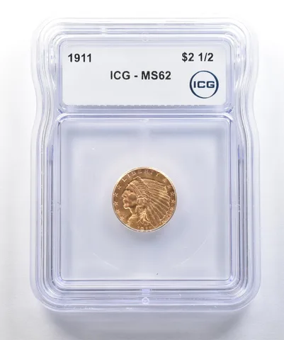 1911 $2.50 Indian Head Gold Quarter Eagle MS62 ICG a7760
