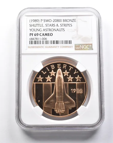 PF69 CAM (1989) P SWO-208III Bronze Shuttle Stars & Stripes Young NGC *7931