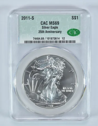 2011-S American Silver Eagle 25th Anniversary MS69 CAC CACg