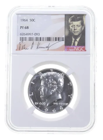 1964 Kennedy Half Dollar PF68 NGC Signature Label