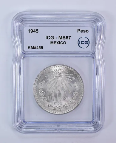 1945 Mexico Peso KM#455 MS67 ICG