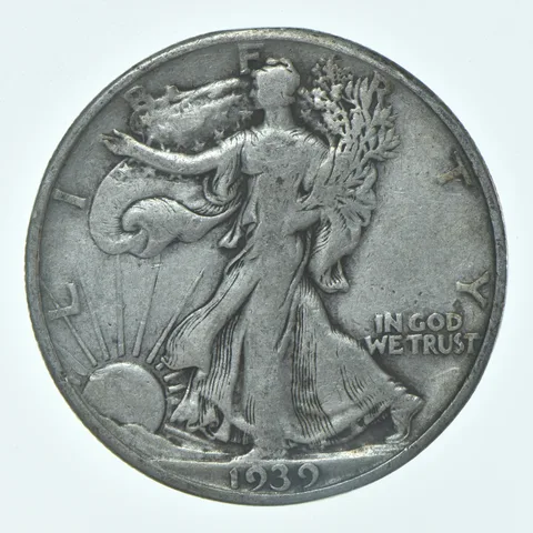 1939-P Walking Liberty Half Dollar CIRC VG+ 90% Silver