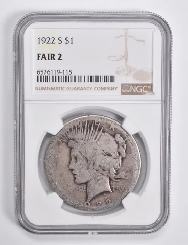 FAIR 2 1922-S Peace Silver Dollar NGC Lowball Low Ball a4604